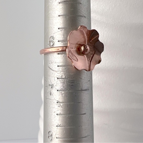 Artisan Copper Embossed Flower Ring Size 6.25